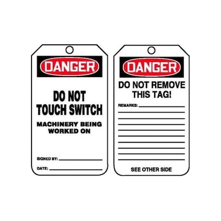 Accuform Danger, Plastic, 3-1/4 in Width, 3/8 in Height, , 25 PK MDT215PTP